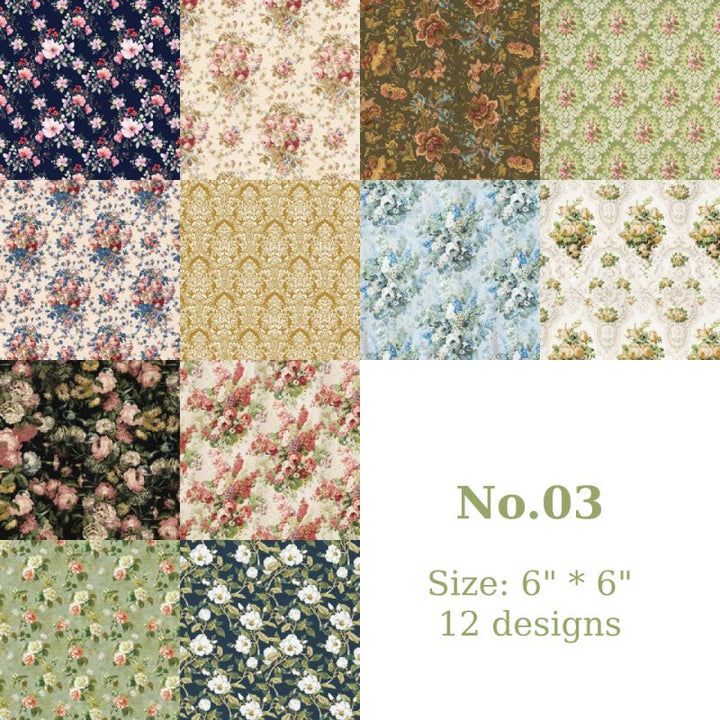 Vintage Floral Patterns Series Paper Set Decorative Journaling Paper