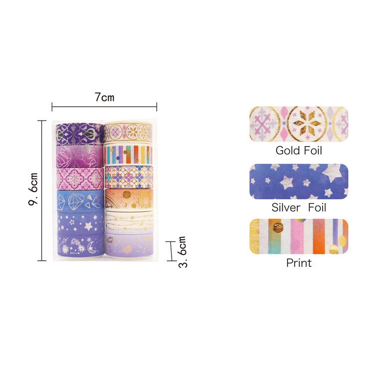 12 Rolls Starry Night Series Washi Tape Set Scrapbook Tape