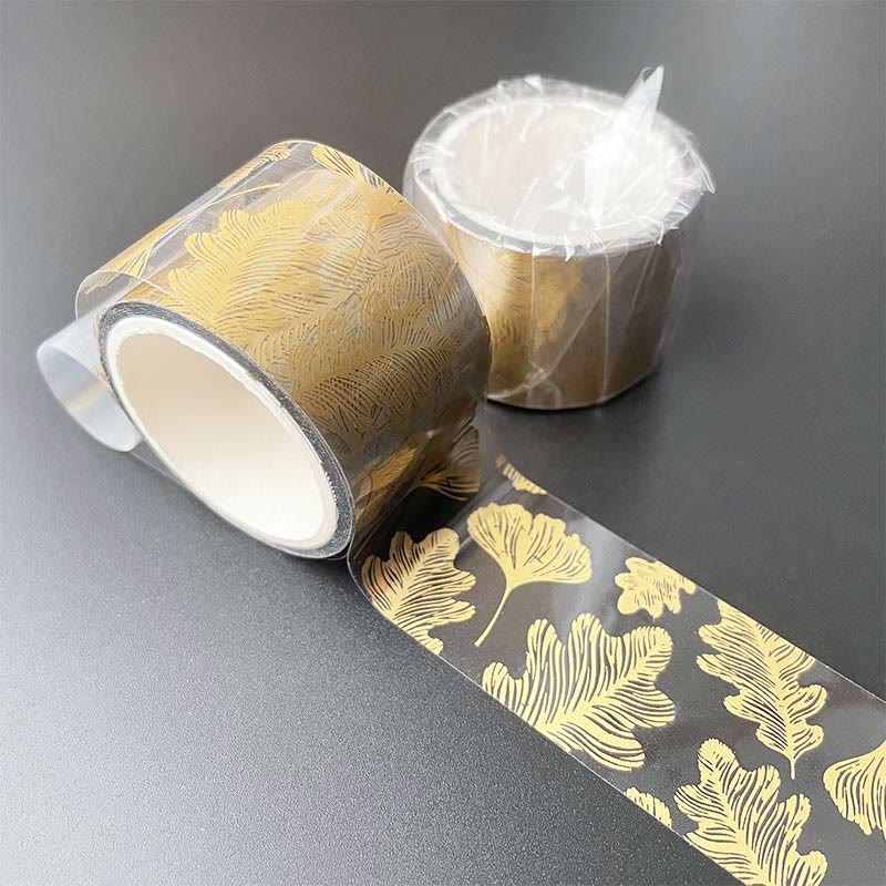 Golden Stamping Clear PET Tape Butterfly Feather Pinecone Star Ginkgo Leaf