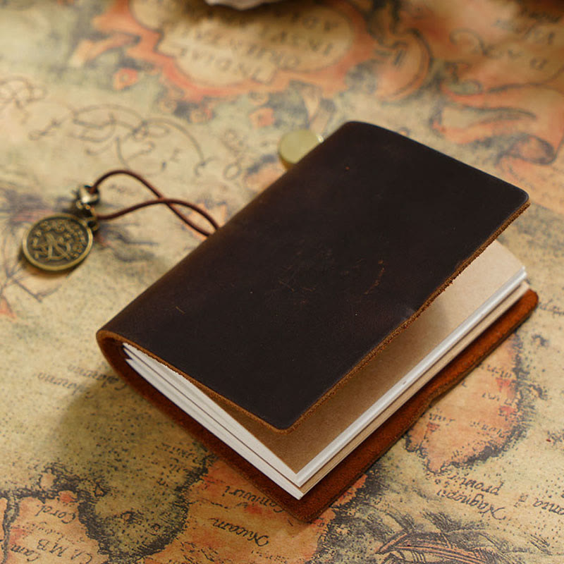 Mini Classic Leather Cover Notebook For Travel Daily Record