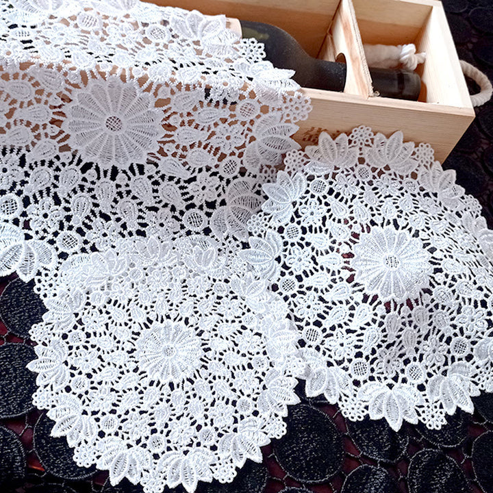 Hollow Out European Lace Coasters Vintage Embroidery Round Tablecloth