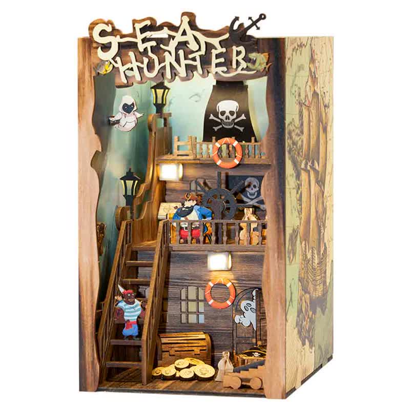 Sea Hunter DIY Book Nook Miniature Kit 3D Wooden Puzzle for Decoration