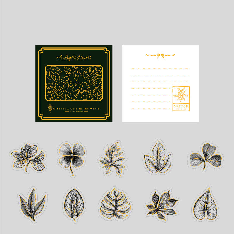 Sketch Memories Series Scrapbook Stickers Flower Leaf Bottle Window Gilding Sticker